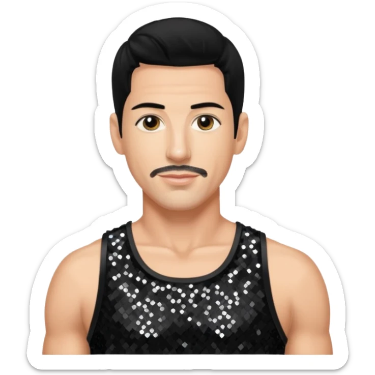 Danny Wood from NKOTB with black hair, black sequin crop top sticker