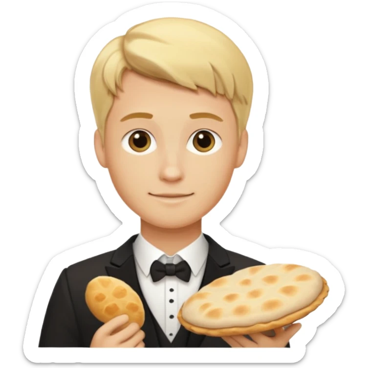 The blond groom emoji combined with tthe pita emoji sticker