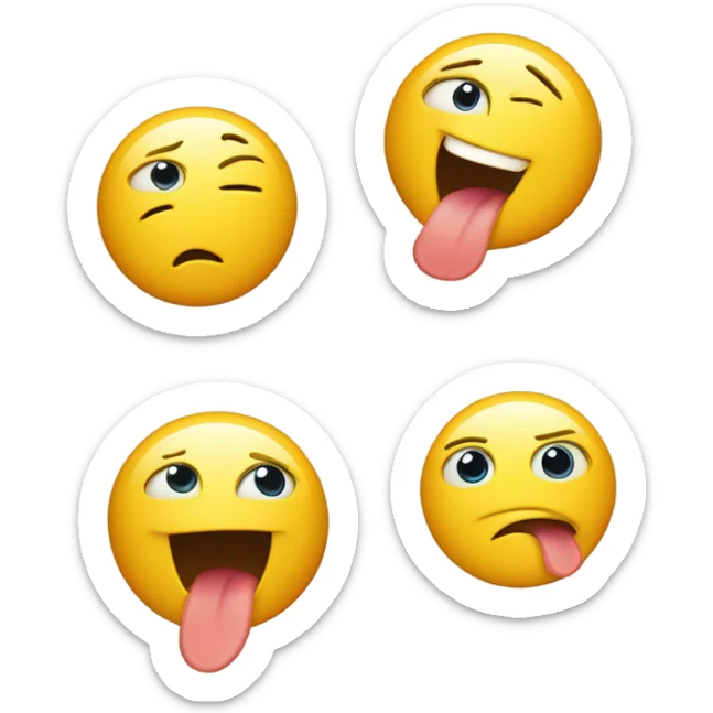 Make Emoji yellow circle with tongue sticking out with excitement and eye showing pure admiration  sticker