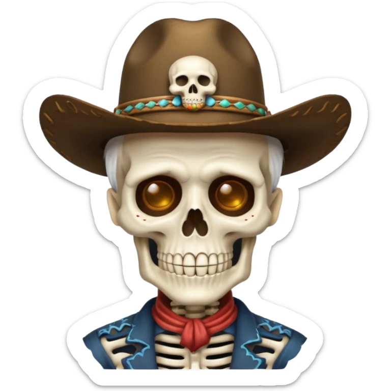 Abuelito esqueleto vestido de vaquero en día de los muertos  sticker