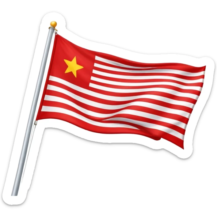 La bandera consta de 3 frangas horisontales iguales del mismo tamaño rojas las exteriores y blanca la horizontal sticker