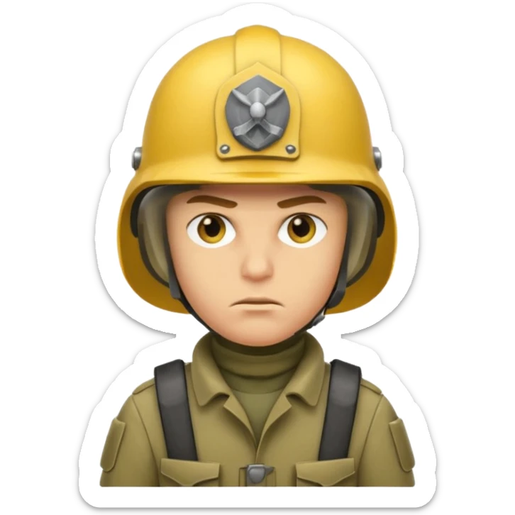 Soldier just face no body generic yellow skin with a gunner helmet that has no insignia sticker