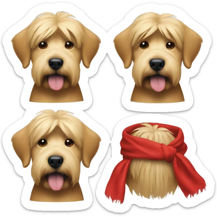 Real President Donald trump with a wheaten terrier wearing a red bandana sticker