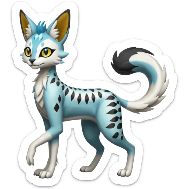 Meloetta-Trico-Silvally-Nargacuga-Sergal-Serval-Fakémon-creature-hybrid sticker