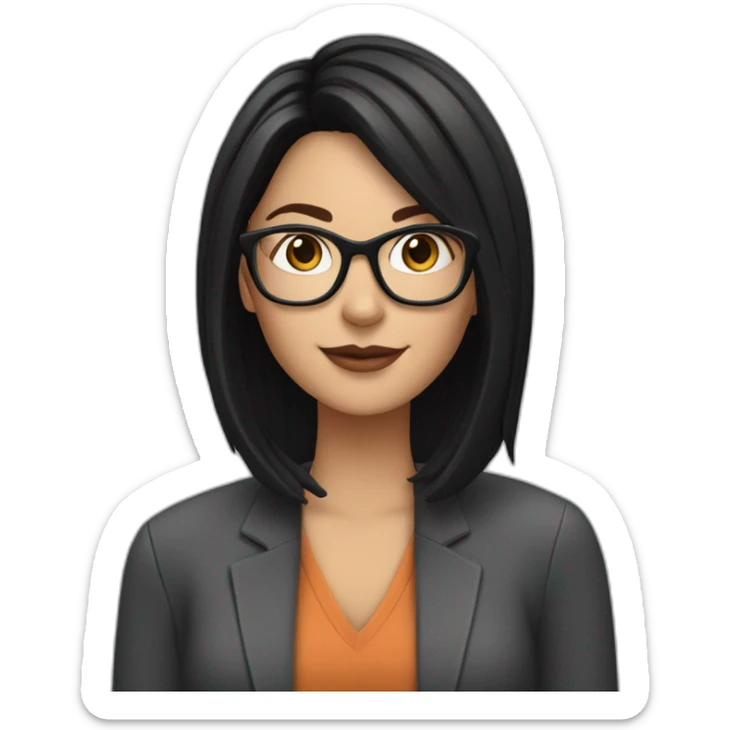 white girl with black hair midlength and glasses coaching online via her pc sticker