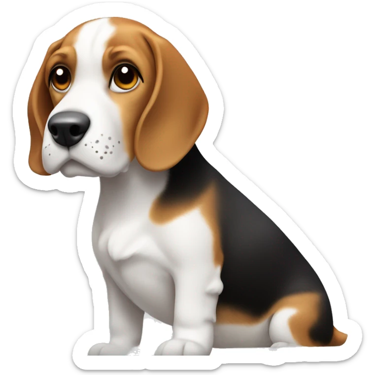 Beagle with the littlest white patch of fur by his nose and show his whole body sticker