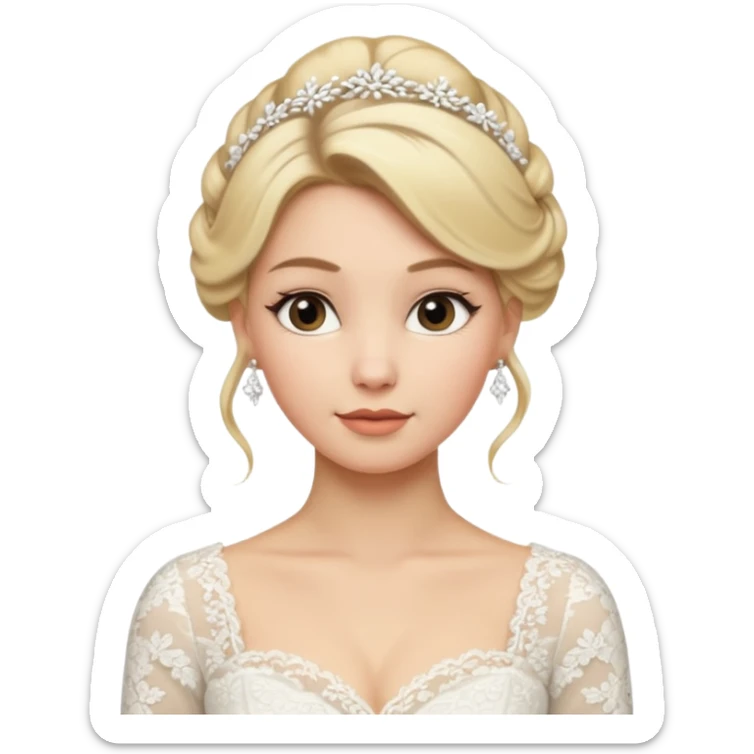 Chica blanca,pelorubi, pelo recogido, vestida novia invierno sticker