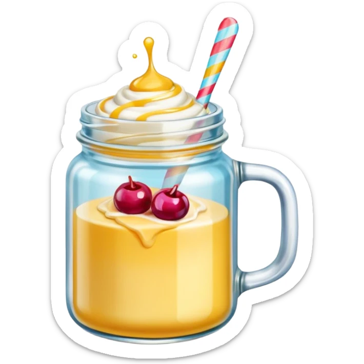 Una miniatura fotorrealista de una mantequilla corporal batida en un tarro de varios colores llamativos. Estilo: postre, arte, colores vibrantes. sticker