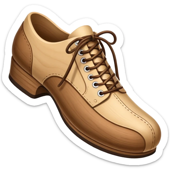 Un zapato de madera estilo Polonia . El zapato está tallado a mano. Pero de madera  peo que no tenga cordón para desatar sticker