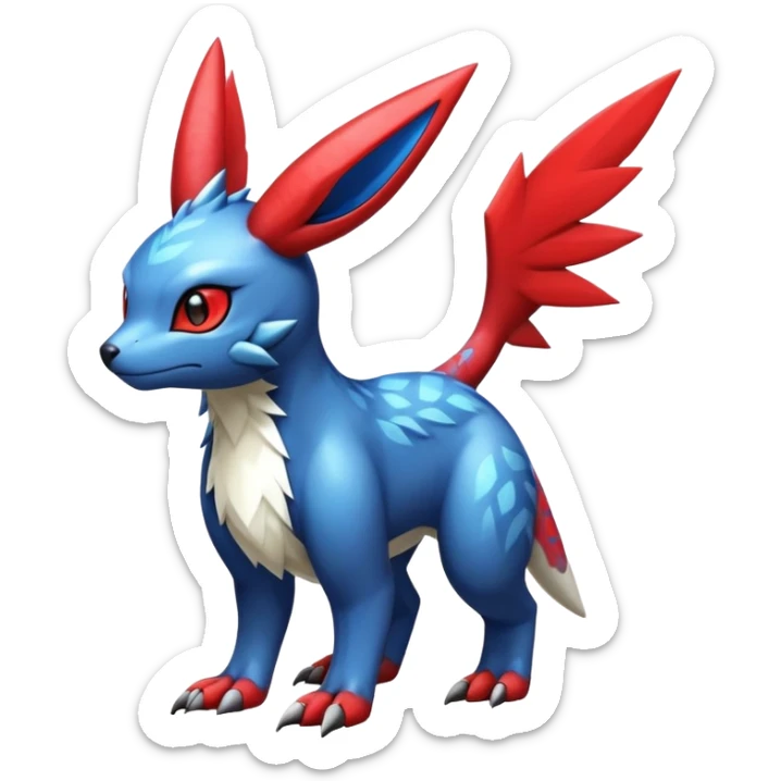  Cute Shiny Exotic Colorful Guilmon-Latias-Koraidon-Umbreon-Fakémon-hybrid-creature (full body)  sticker