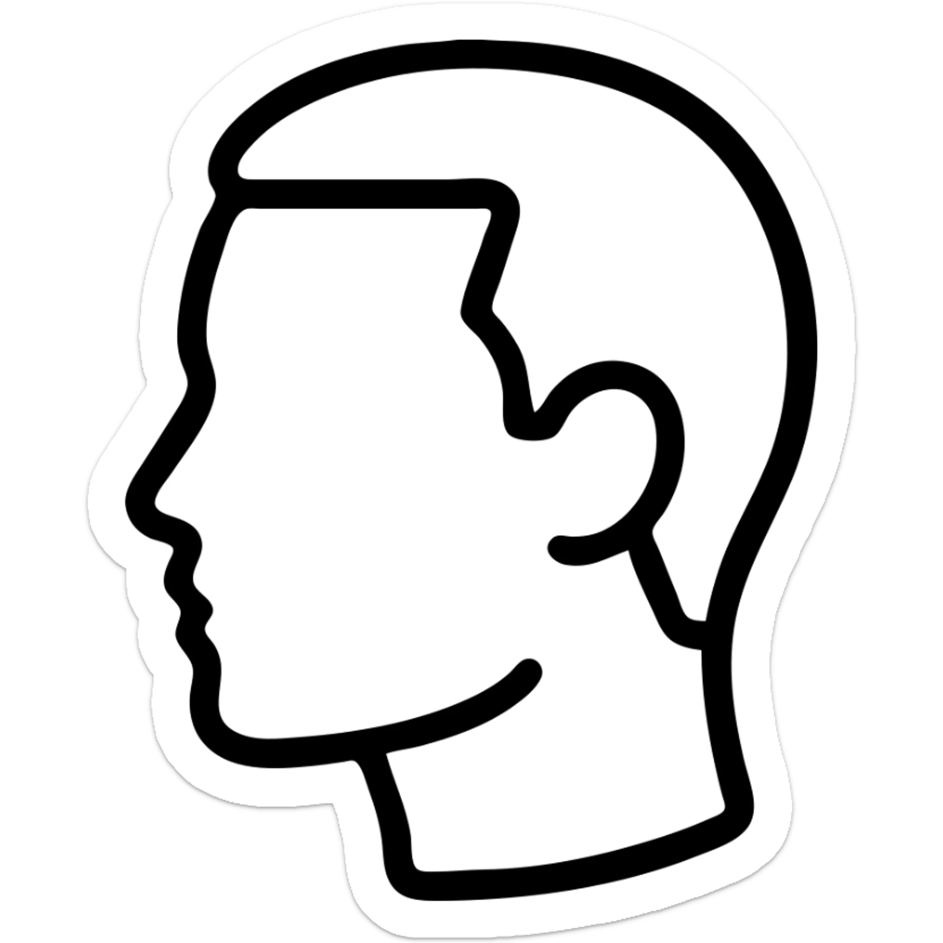 simple icon of a head with a low taper fade haircut, emphasizing gradual fade on the sides sticker