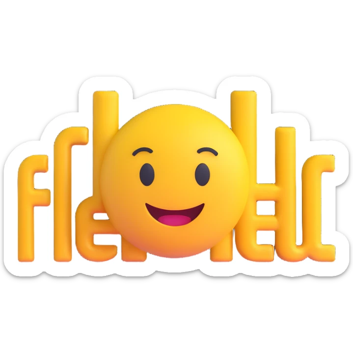 colorful 3D circular emoji with the word 'flexel' in the center in a modern font sticker