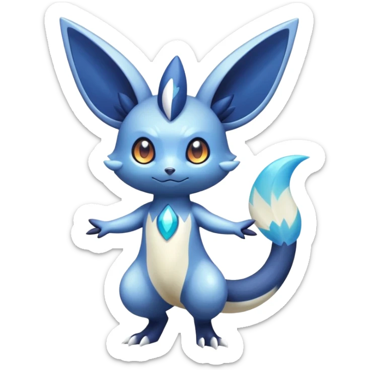 Colorful Shiny Exotic Victini-Salandit-Meowstic-Minccino-Fakémon-hybrid-creature (full body)  sticker