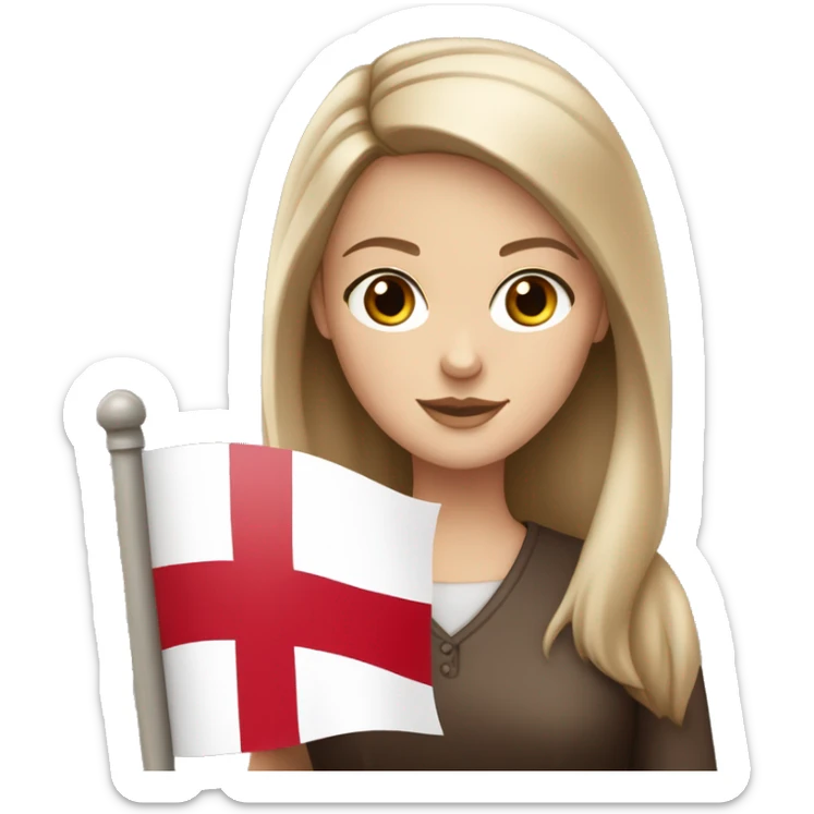 white girl with brown eyes and brown straight hair holding a polish flag in her hands sticker