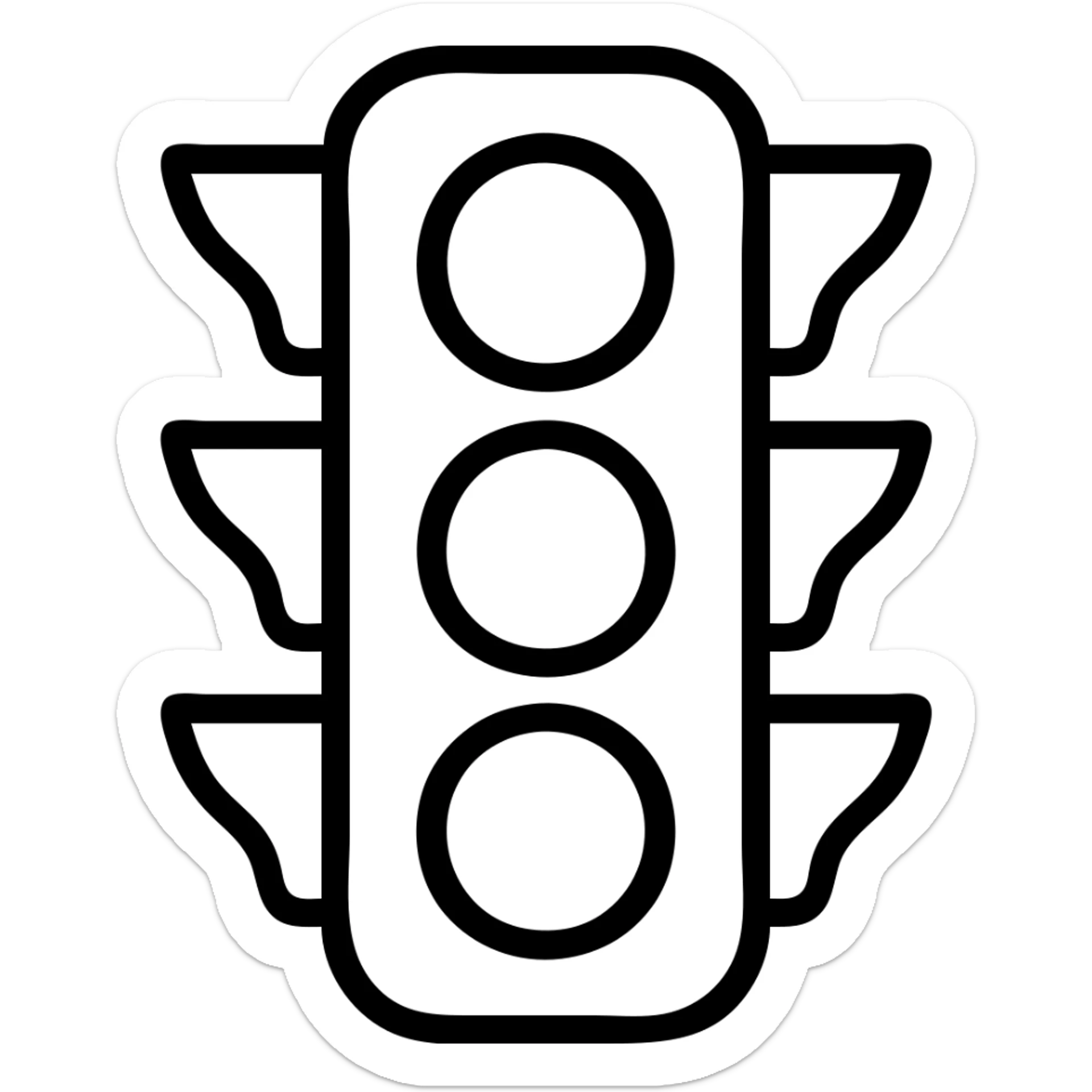Change the body of the traffic light to yellow. The red light should be lit, while the yellow and green lights should appear off. Keep the outline style and no background. sticker