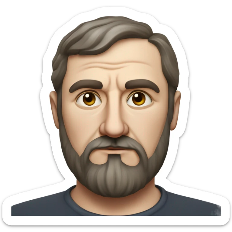 Russian writer Alexander Kuprin Photorealism A plump serious man of Slavic appearance with litle eyes with beard and mustache, with a  short haircut, big detailed face, wrinkled face sticker