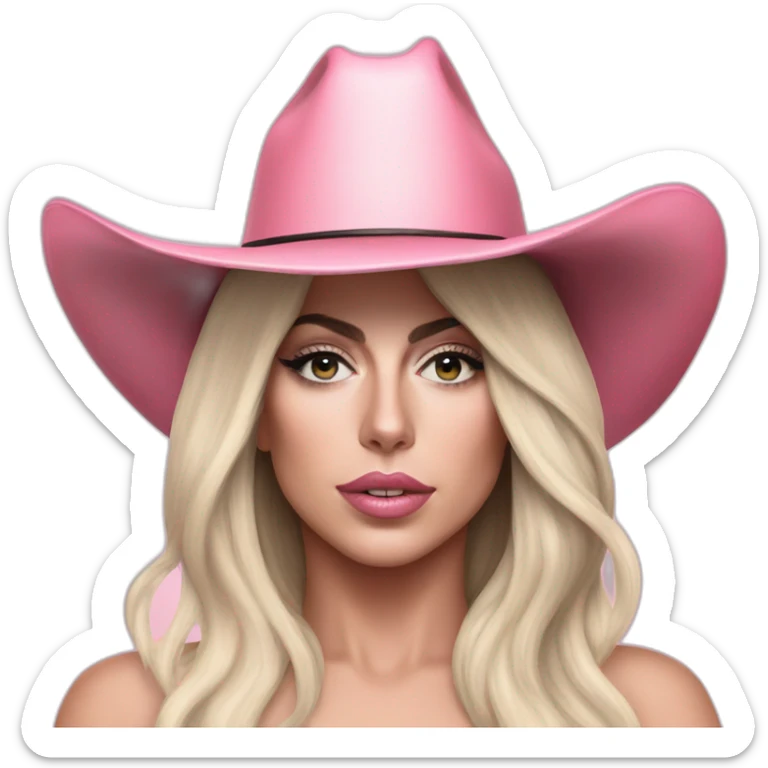 Lady Gaga On JOANNE era,straight hair,pink cowboy hat sticker