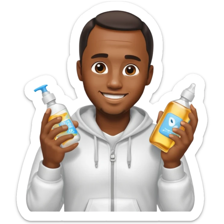 Make an emoji of Diddy with baby oil and white clothes sticker