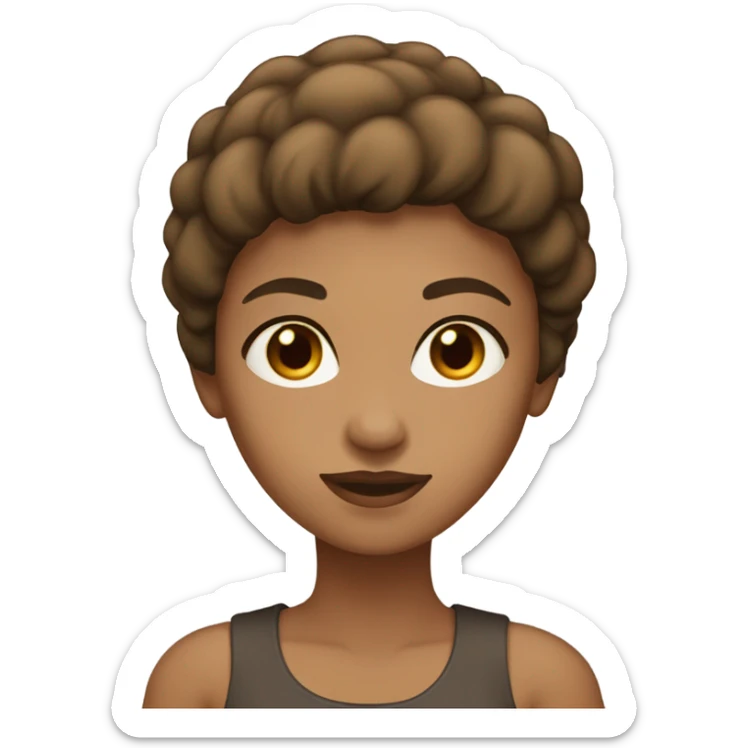 Light brown skin girl with light brown straight short hair and dark brown eyes sticker