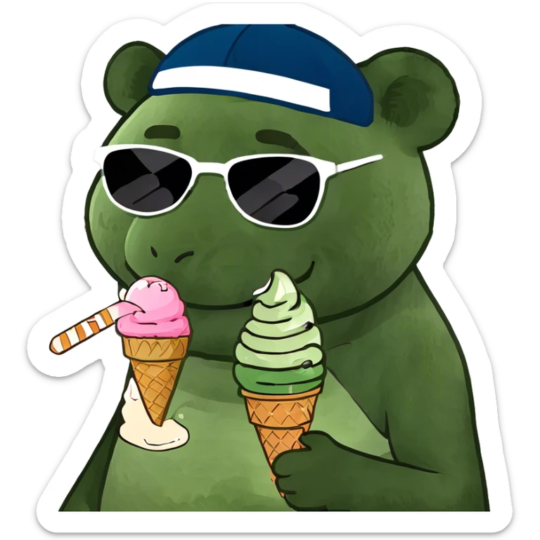 Panda eating ice cream sticker
