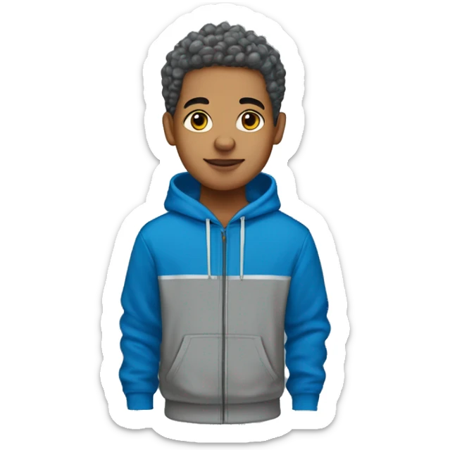 A light skin boy with a taper fade a blue hoodie and grey sweatpants sticker