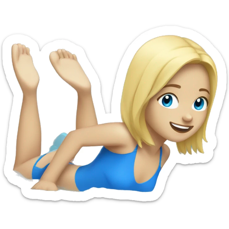 girl swimming blonde hair blue eyes full body with flippers sticker