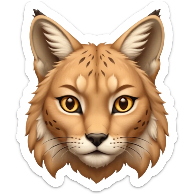 A high-resolution photo-realistic digital illustration of a majestic young lynx, chest upward  sticker