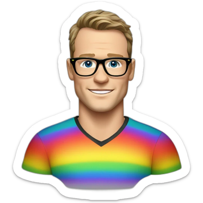 Jonathan Toews wearing glasses and rainbow clothes sticker