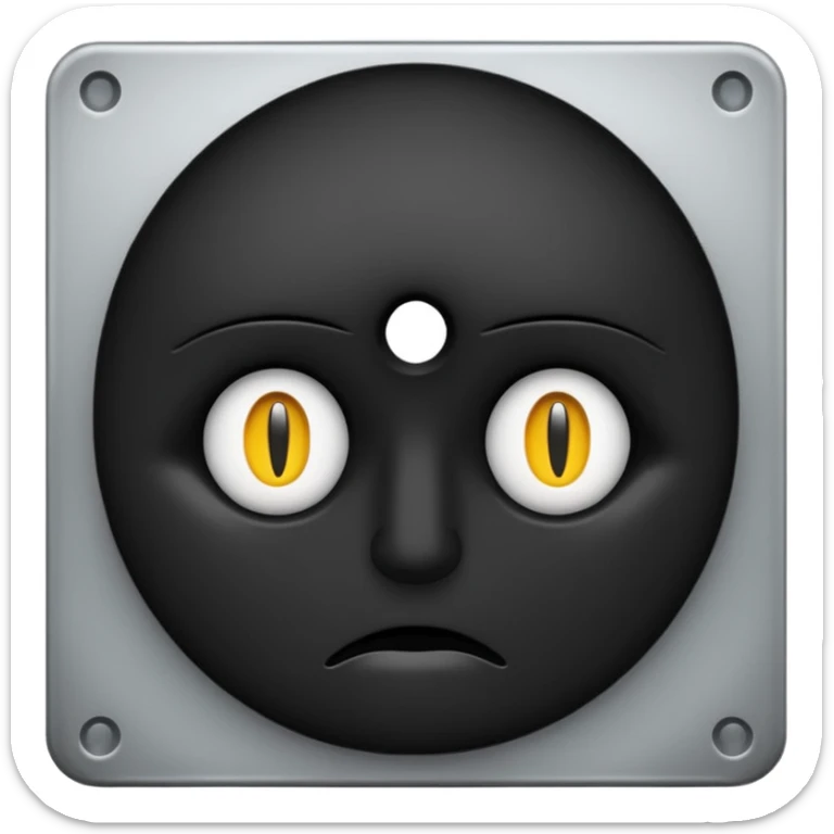 Minimal emoji, single eye made of black metal, pupil replaced by a solid metal number 8, restrained gothic symbolism, avant-garde minimalism, no glow, no neon, flat emoji style, centered, transparent background sticker