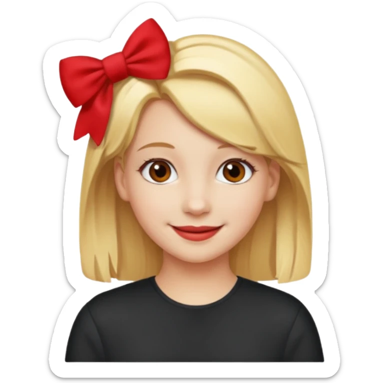  girl with blonde hair and red color hairclip sticker