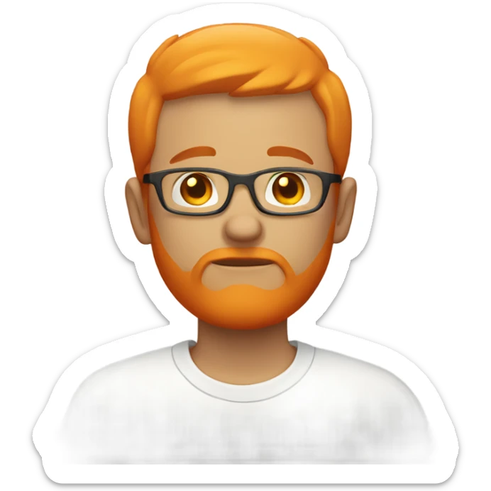 white man with orange beard and short orange hair as he praying and with orange glasses on sticker