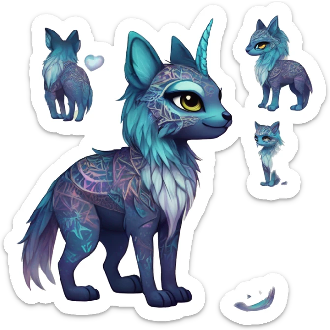 cute Kawaii edgy ethereal shy epic fantasy animal fursona Fionbri creature by griffsnuff & LiLaiRa & Falvie with exotic colors with intricate patterns full body sticker