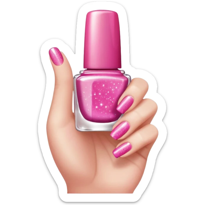 thumbs up with pink nail polish and sparkles, girly and motivating emoji sticker