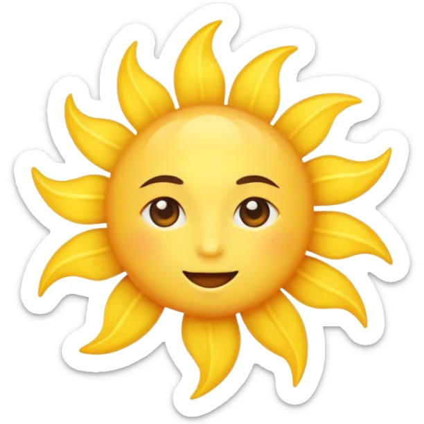 no facial features (no eyes, no mouth, no nose),a yellow sun, bright and shining sticker