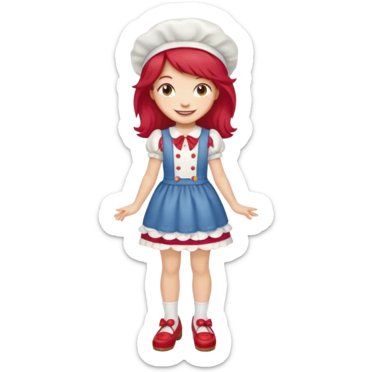 pretty and cute realistic modern day strawberry shortcake full body with red shoes emoji sticker