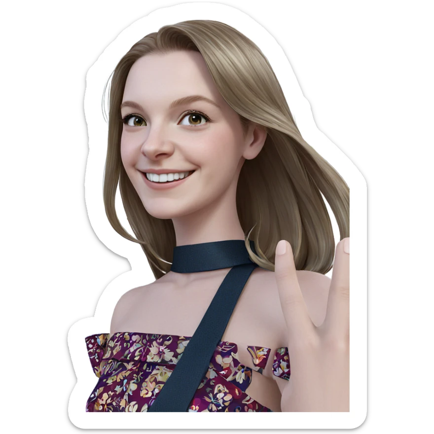 smiling girl in elegant dress sticker