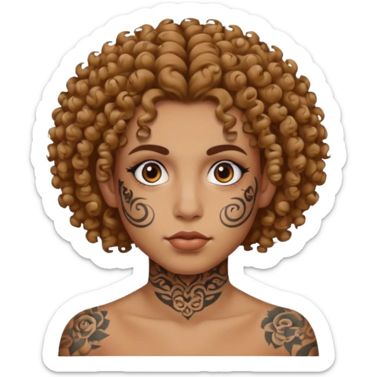 curly haired and heavy face tattoed person with a unique face and style sticker