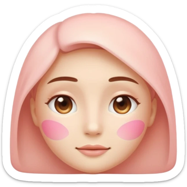 Minimal skincare emoji of a calm glowing face, soft blush tones, healthy radiant skin, minimalist style, gentle gradient, wellness aesthetic, no strong outlines, spa-inspired emoji. sticker