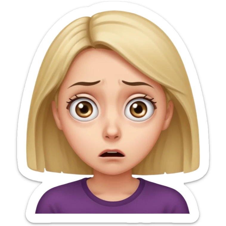 A realistic waist-up portrait of a frightened woman sticker