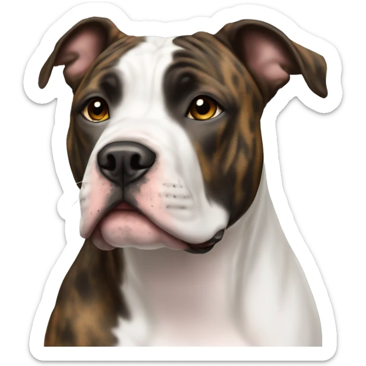 Black and Blonde Brindle Female American Staffordshire with brown eyes sticker