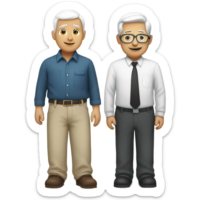 white heart with black outline and a boy with his grandpa in the middle sticker