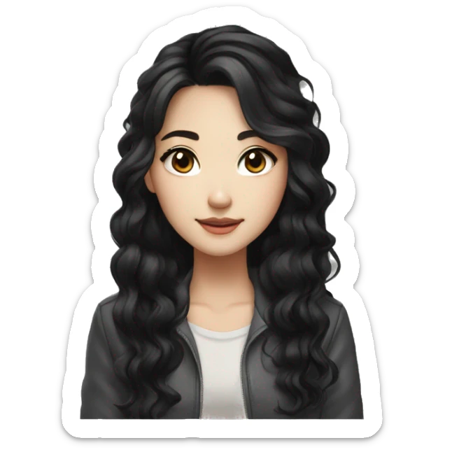 Beautiful girl,Black hair,wavy hair，long hair,Black eyes,Chinese sticker