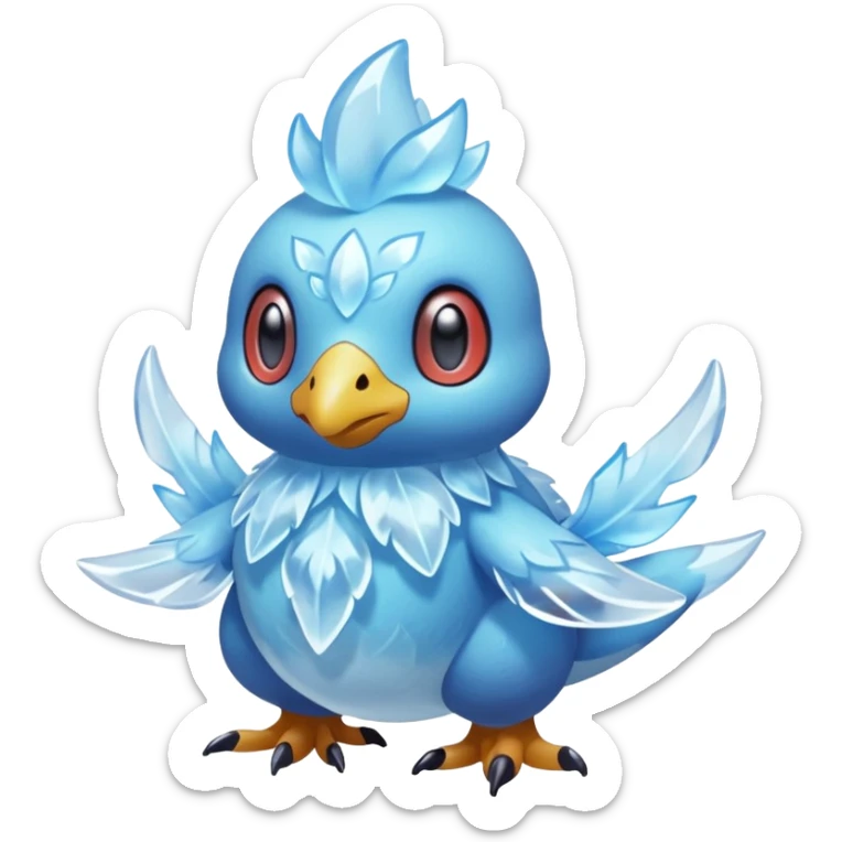 elemental icy floral ethereal glacial Axew-Rufflet-Brionne-Pokémon-Fakémon-hybrid-creature sticker