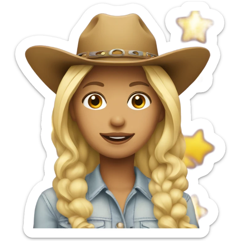 Blonde girl with a cowgirl hat sticker