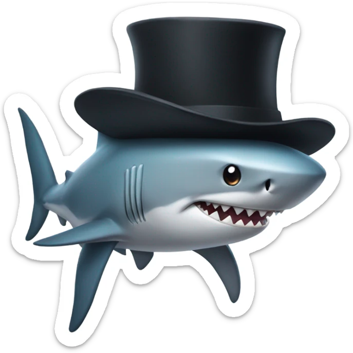 Shark with a top hat sticker