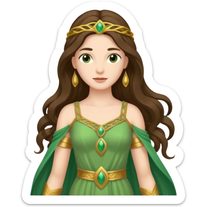 Juno, Marriage Goddess from Rome Mythology with long brunette hair, green outfit sticker