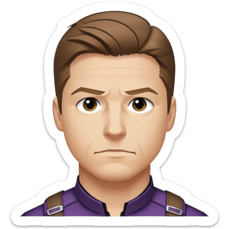 hawkeye clint barton portrait marvel, brown hair from captain america: civil war sticker