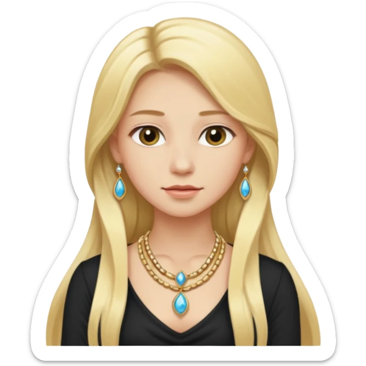 realistic portrait of a melefic alchemist with jewelry and long blond hair tight  sticker