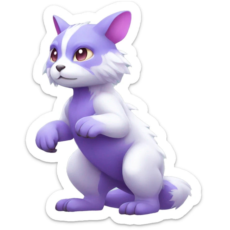 Cute cool white blue purple pink animal hybrid Fakemon full body sticker
