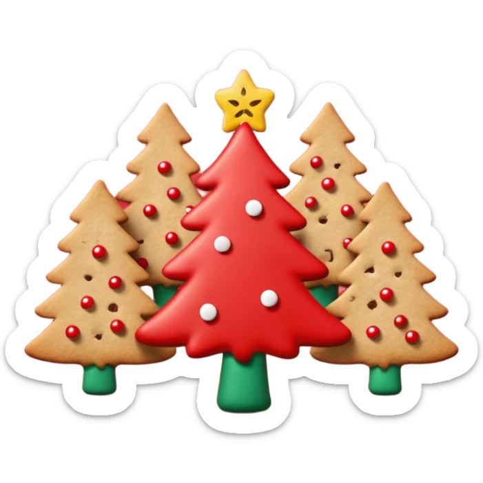 Christmas wallpaper with emoji trees cookies chilling all in red colour sticker